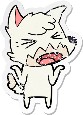 Bir insan tarafından çizilmiş kızgın bir tilkinin sıkıntılı çıkartması.