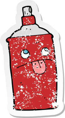 Bir insan tarafından çizilmiş karikatür spreyinin gerilimli yapıştırması.