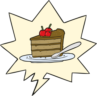 Bir insan tarafından çizilmiş, pahalı bir dilim çikolatalı pasta.