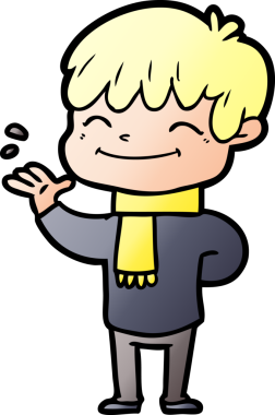 Bir insan tarafından çizilmiş mutlu çocuk çizgi filmi.