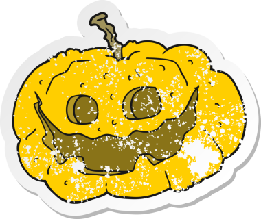 Bir insan tarafından çizilmiş bir cadılar bayramı balkabağının gerilimli yapıştırması.