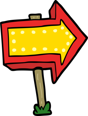 bir insan tarafından çizilmiş ok işaretini gösteren çizgi film