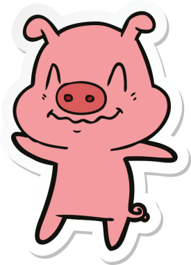 Bir insan tarafından çizilmiş sinirli bir domuzun çıkartması.