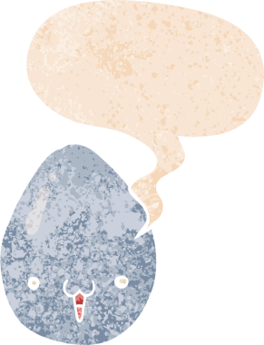 Konuşma baloncuklu çizgi film yumurtası grunge sıkıntılı retro tarzı bir insan tarafından çizilmiş.