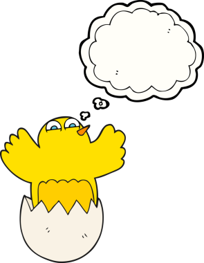 Serbest çizim düşünce baloncuğu karikatürü. Bir insan tarafından çizilmiş yumurta.