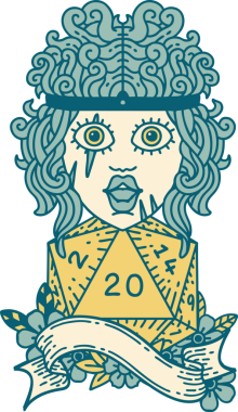 Retro Dövme Tarzı İnsan Barbarlığı Bir insan tarafından çizilmiş 20 zar ile