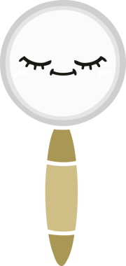 Bir insanın çizdiği büyüteçin düz renkli retro karikatürü