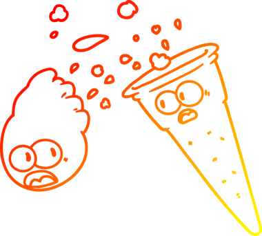 Bir insan tarafından çizilmiş çizgi film dondurmasının sıcak çizgi çizimi