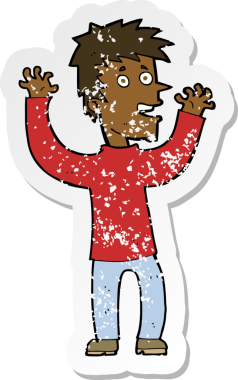 Bir insan tarafından çizilmiş heyecanlı bir çizgi filmin gerilimli çıkartması.