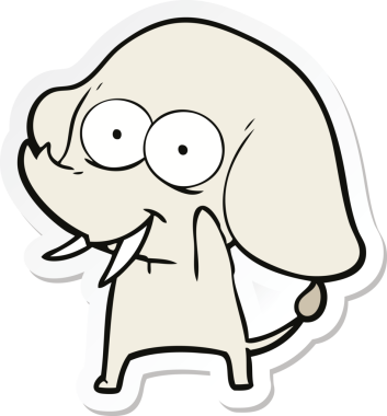 Bir insan tarafından çizilmiş mutlu bir filin çıkartması.