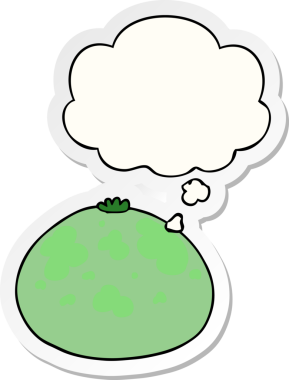 Düşünce baloncuklu karikatür insan tarafından çizilmiş bir çıkartma.