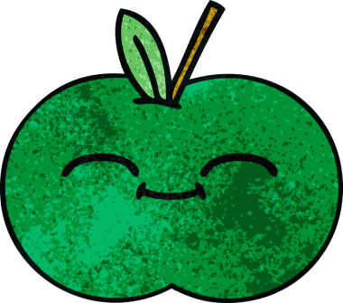 Bir insan tarafından çizilmiş sulu bir elmanın retro grunge deseni.