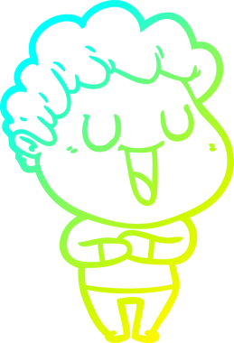 Bir insan tarafından çizilmiş gülen bir çizgi film karakterinin soğuk gradyan çizgisi.