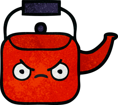 Bir insan tarafından çizilmiş eski grunge desenli bir çaydanlık.