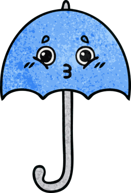 Bir insan tarafından çizilmiş eski grunge desenli şemsiye.