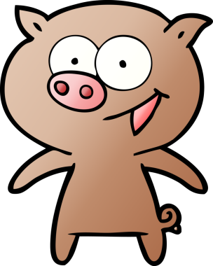 Bir insan tarafından çizilmiş neşeli domuz çizgi filmi.