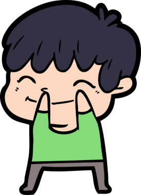 Bir insan tarafından çizilmiş mutlu çocuk çizgi filmi.