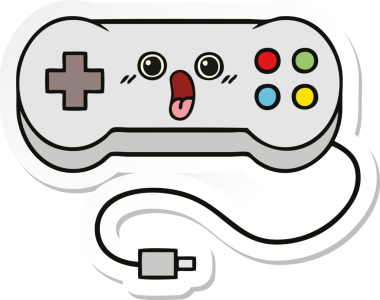 Bir insan tarafından çizilmiş şirin bir çizgi film oyun denetleyicisinin çıkartması