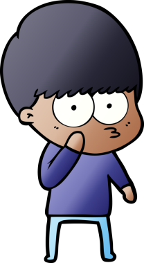 Bir insan tarafından çizilmiş tuhaf çizgi film çocuğu.