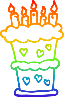 gökkuşağı gradyan çizgisi bir insan tarafından çizilmiş bir doğum günü pastası