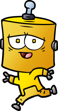 Bir insan tarafından çizilmiş çizgi film robotu