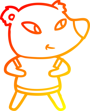 Bir insan tarafından çizilmiş sevimli bir ayının sıcak çizgi çizgisi.