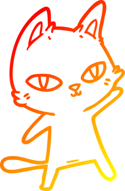 Bir insan tarafından çizilmiş çizgi film kedisinin sıcak çizgi çizimi