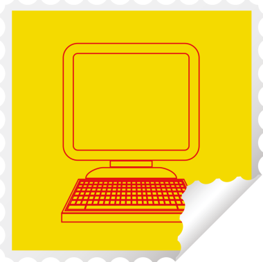 bilgisayar simgesi kare soyarak bir insan tarafından çizilmiş vektör illüstrasyonu