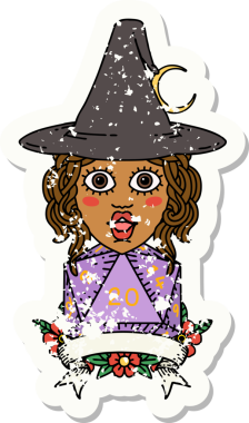 Retro Dövme Tarzı İnsan Cadı Doğal 20 zar atışıyla Bir insan tarafından çizilmiş