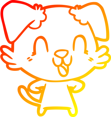 Bir insan tarafından çizilmiş gülen çizgi film köpeğinin sıcak çizgi çizgisi.