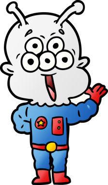 Bir insan tarafından çizilmiş mutlu uzaylı çizgi filmi.