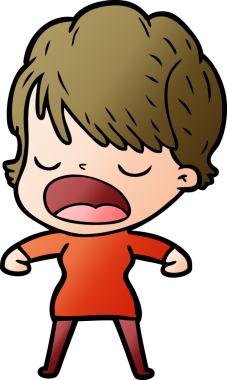 Bir insan tarafından çizilmiş bir karikatür kadın konuşuyor.