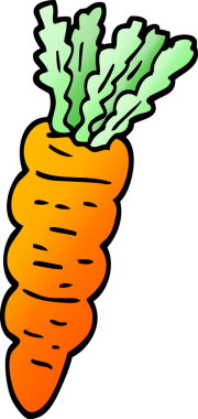 bir insan tarafından çizilmiş vektör gradyan karikatür havucu