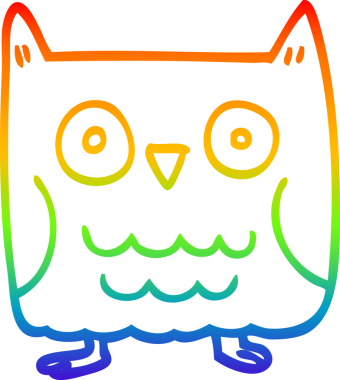 gökkuşağı gradyan çizimi bir insan tarafından çizilmiş komik bir baykuş çizimi