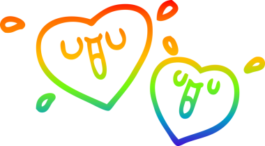 gökkuşağı gradyanı çizimi bir insan tarafından çizilmiş mutlu bir karikatür kalbi.