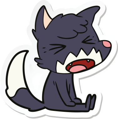 Bir insan tarafından çizilmiş kızgın bir tilkinin çıkartması.