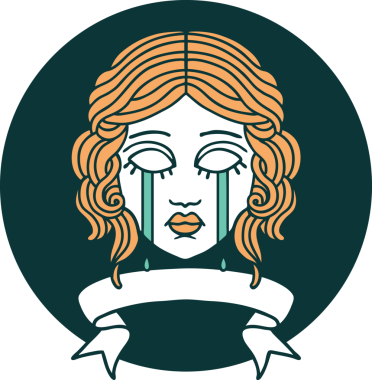 Bir insan tarafından çizilmiş kadın yüzü dövmesi simgesi