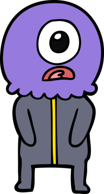 Çizgi film Tepegöz uzaylı uzay adamı bir insan tarafından çizildi.