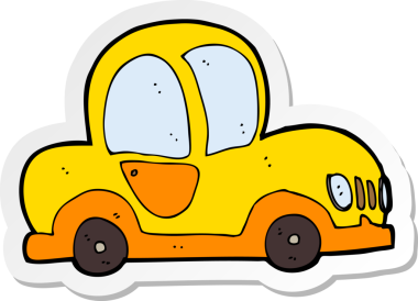 Bir insan tarafından çizilmiş bir çizgi film arabasının çıkartması.