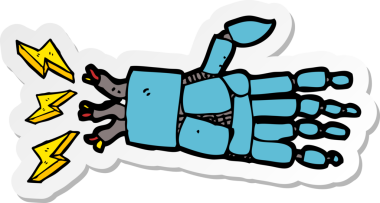 Bir insan tarafından çizilmiş robot elin çıkartması.