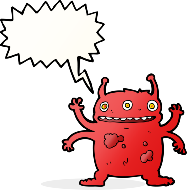 Bir insan tarafından çizilmiş konuşma balonu olan uzaylı yaratık çizgi filmi.