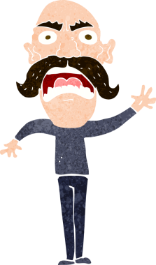 Bir insan tarafından çizilmiş kızgın yaşlı bir adam.