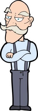 Çizgi film bir insan tarafından çizilmiş sıkıcı yaşlı adam.