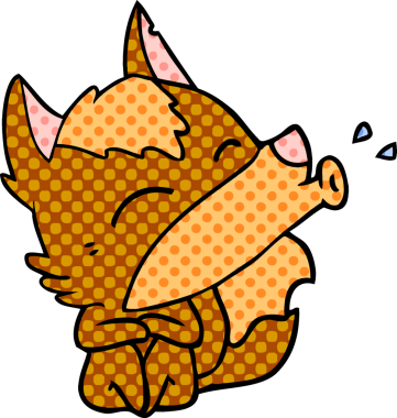 Bir insan tarafından çizilmiş tilki çizgi film karakteri