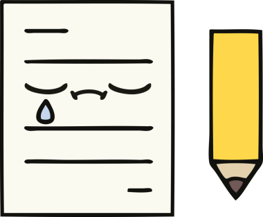 Bir insan tarafından çizilmiş bir test kağıdının sevimli karikatürü.