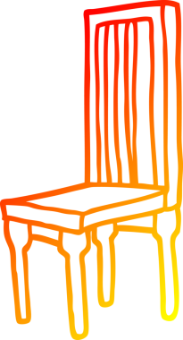 Bir insan tarafından çizilmiş ahşap bir koltuğun sıcak çizgi çizgisi.