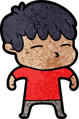 Bir insan tarafından çizilmiş meraklı bir çocuk.