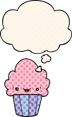 Bir insan tarafından çizilmiş, yüzünde düşünce kabarcığı olan çizgi film keki.