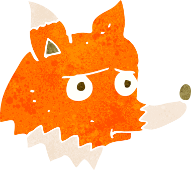 Bir insan tarafından çizilmiş mutsuz tilki çizgi filmi.