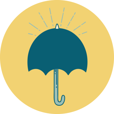 Bir insan tarafından çizilmiş dövme stili açık şemsiye simgesi